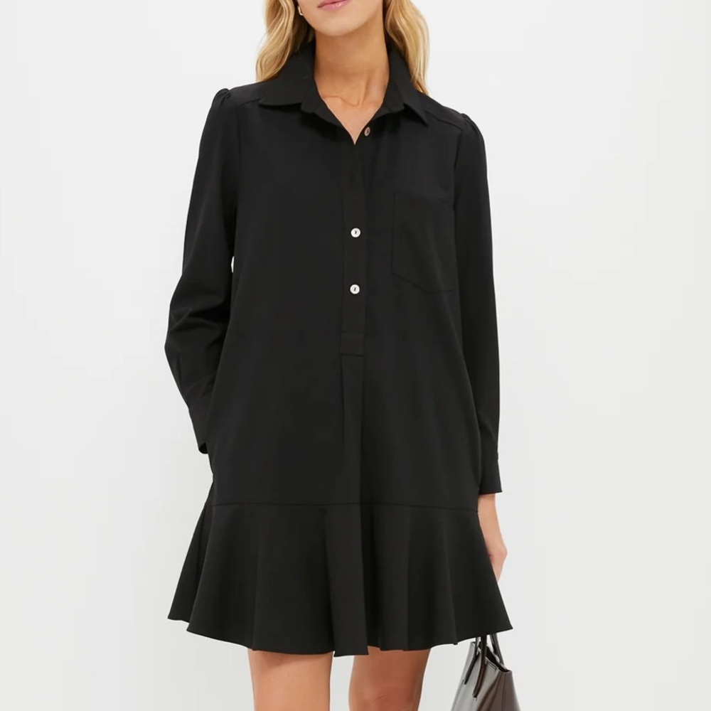 Tuckernuck Pomander Place Black Crepe Callahan Shirt Dress